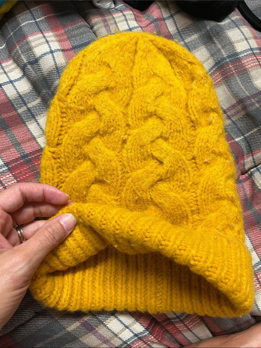 Old Navy Yellow Cable Knit Beanie